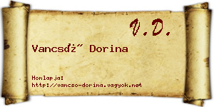 Vancsó Dorina névjegykártya